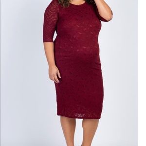 SOLD**Pink Blush Maroon Lace MATERNITY dress